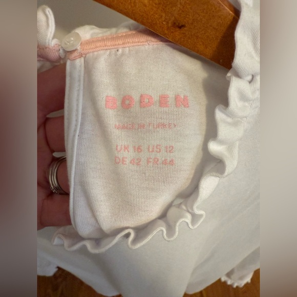 Boden Supersoft Frill Detail Top White Size US 12 - Picture 5 of 13